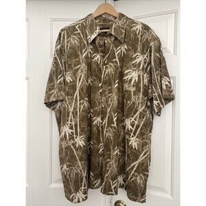 Harbor Bay 2xl Shirt Button Up Collared Short Sleeve Hawaiian Summer Camo Brown